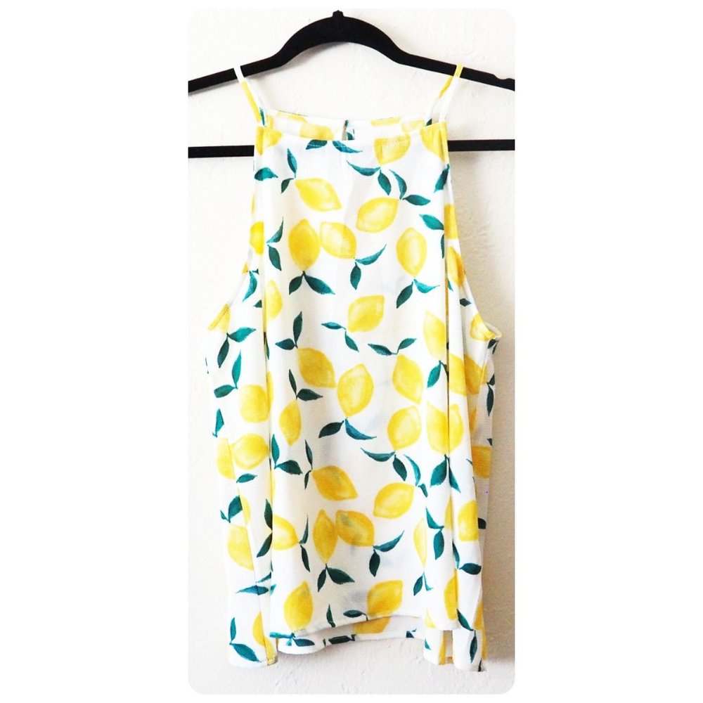 * Pink Rose Lemon Citrus Spaghetti Strap Tank